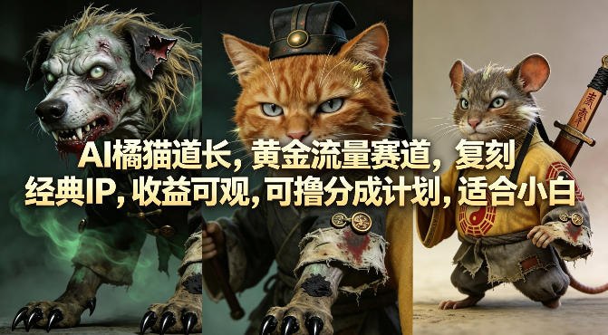 📌 #短视频  | 活动线报 · 返佣平台✍️ 《AI橘猫道长 黄金流量赛道 复刻经典IP 收益可观 可撸分成计划 适合小白》📖 项目介绍：一套踩中双流量风口、经典IP易复刻、变现路径清晰、小白零门槛的短视频副业项目，主打「AI橘猫道长」差异化IP，融合萌宠赛道的天然流量与国风玄学内容的高粘性属性，复刻经典道长IP打造爆款内容，可直接入局平台分成计划，收益稳定可观