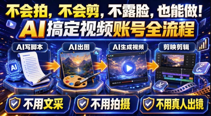 📌 #短视频  | 活动线报 · 返佣平台✍️ 《AI短视频起号实战项目 用AI做视频起号 45天涨粉12W 一条广告8.5k 广告接到手软》📖 项目介绍：用AI工具，完成视频账号的全流程创作，AI写脚本、AI出图、AI生成视频、剪映完成剪辑