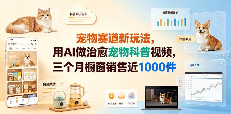 📌 #抖音  | 活动线报 · 返佣平台✍️ 《宠物赛道新玩法 用AI做治愈宠物科普视频 三个月橱窗销售近1000件【详细教学】》📖 项目介绍：本项目为AI治愈系宠物科普短视频带货全新赛道，无需实拍养宠，依靠AI批量产出暖心科普动画，精准沉淀养宠精准粉，依托商品橱窗带货，实操案例三个月售出近万件，配套完整全流程落地教学，小白可直接复制起号变现