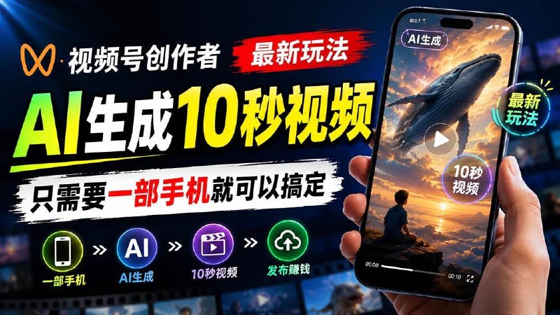 📌 #视频号  | 活动线报 · 返佣平台✍️ 《视频号创作者最新玩法 AI生成10秒视频 只需要一部手机就可以搞定》📖 项目介绍：真正适合普通人测试的，往往不是那种剪辑很炫、文案很高级或者画面很精致的内容，而是那种看起来很土、逻辑很简单、情绪很直接的视频