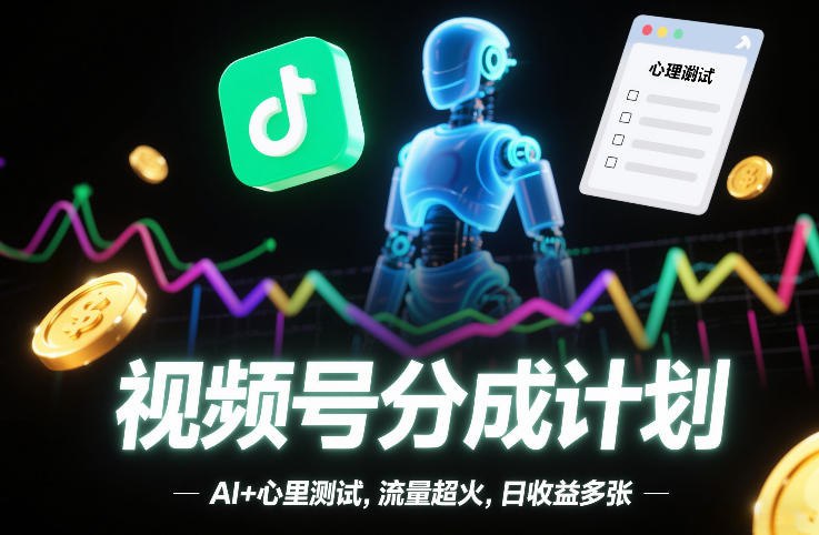 ✍️  《视频号分成计划 AI+心里测试 流量超火》💡  项目介绍：不同于传统作发，结合AI使心里测试视频更吸引人，视频号分成计划 AI+心里测试，流量更火，日收益多张
