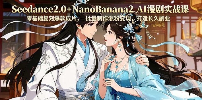 📌 #漫剧  | 活动线报 · 返佣平台✍️ 《Seedance2.0+NanoBanana2 AI漫剧实战课 零基础复刻爆款成片涨粉变现 打造长久副业收益》📖 项目介绍：聚焦Seedance2.0+NanoBanana2双工具核心玩法，主打纯实操、零废话、全落地，摒弃所有空洞理论，专为零基础副业创业者打造一套可直接复制、批量落地的爆款AI漫剧创作体系