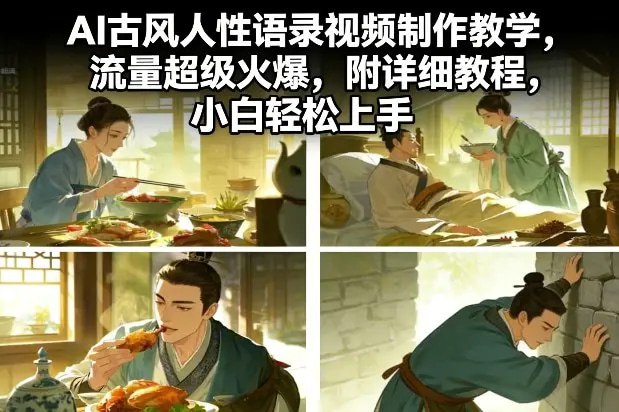 📌 #短视频 ✍️  《AI古风人性语录视频制作教学 流量超级火爆 附详细教程》💡  项目介绍：这类视频播放量点赞量会很高，因为它能触动人心，让人产生共鸣，不自主的就看完整条作品